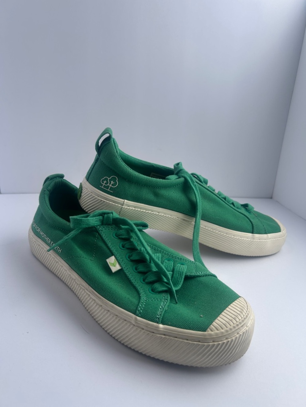 Green Canvas Low-Top Sneakers
